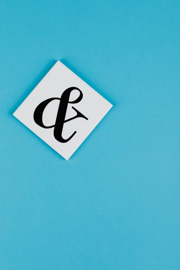 Ampersand on Blue Background