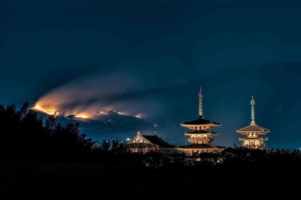 temple, night view, yakushiji temple